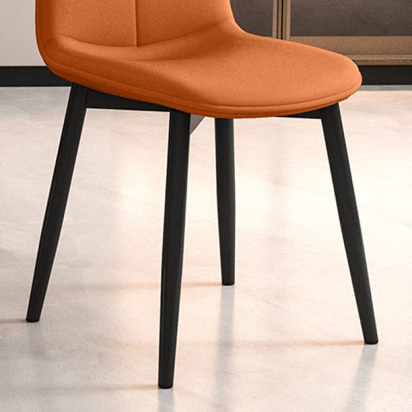 Modern Minimalist Rectangular Upholstered Leather Carbon Steel Dining Chair Backrest For Dining Room - Image 5