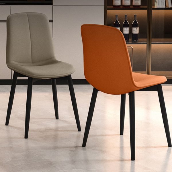 Modern Minimalist Rectangular Upholstered Leather Carbon Steel Dining Chair Backrest For Dining Room - Image 12