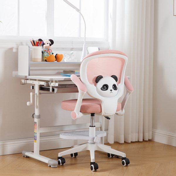 Contemporary Creative Kids Square Panda PP Hardware Desk Chair Backrest Armrest For Home Office - Image 2