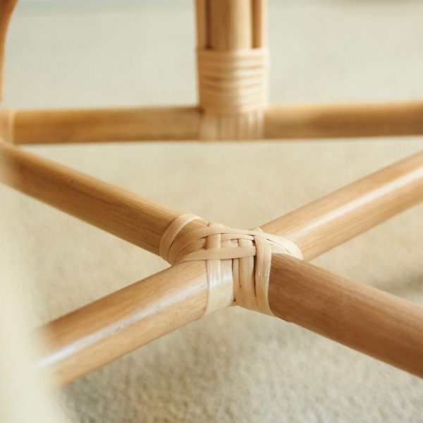 Contemporary Boho Round Rattan Accent Chair Backrest For Living Room - Image 14