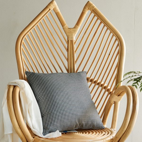 Contemporary Boho Round Rattan Accent Chair Backrest For Living Room - Image 6