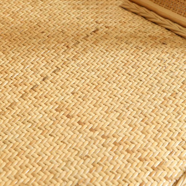 Contemporary Boho Rectangular Rattan Accent Chair Backrest Armrest For Living Room - Image 8