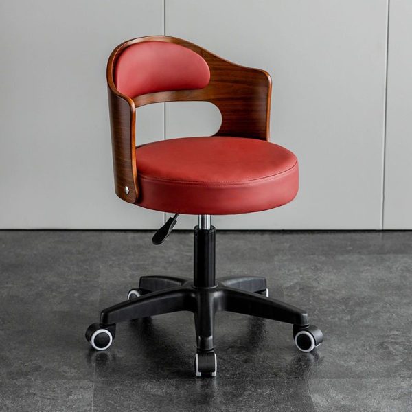 Modern Minimalist Round Upholstered Leather Stainless Steel Bar Stool Curved Backrest For Dining Room - Image 3