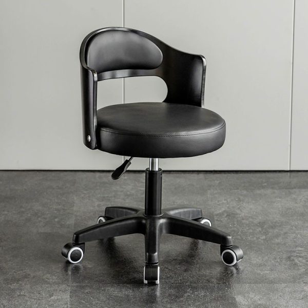 Modern Minimalist Round Upholstered Leather Stainless Steel Bar Stool Curved Backrest For Dining Room - Image 5