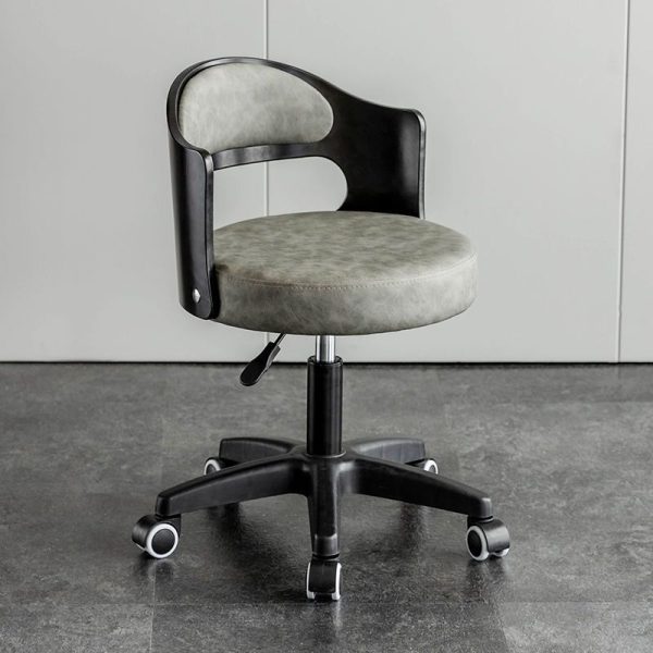 Modern Minimalist Round Upholstered Leather Stainless Steel Bar Stool Curved Backrest For Dining Room - Image 6