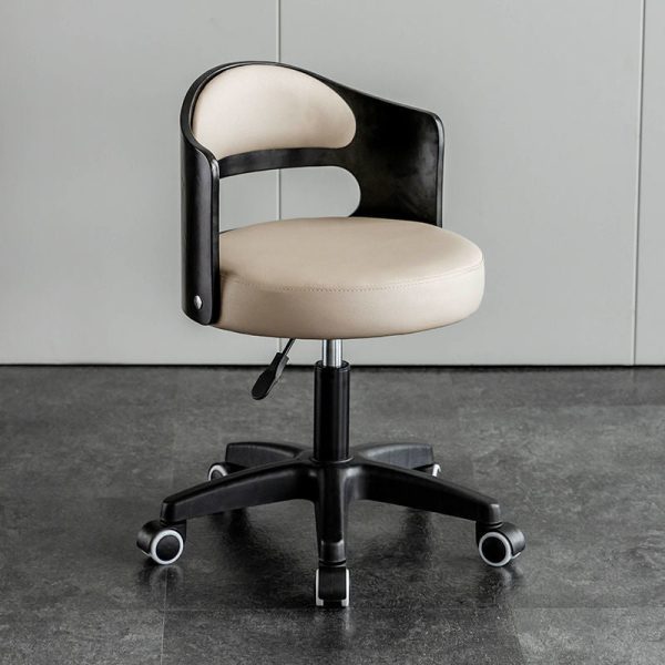 Modern Minimalist Round Upholstered Leather Stainless Steel Bar Stool Curved Backrest For Dining Room - Image 7