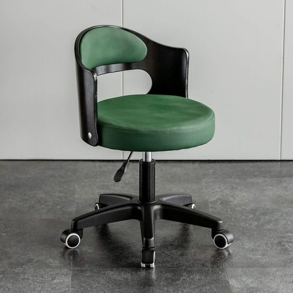 Modern Minimalist Round Upholstered Leather Stainless Steel Bar Stool Curved Backrest For Dining Room - Image 9