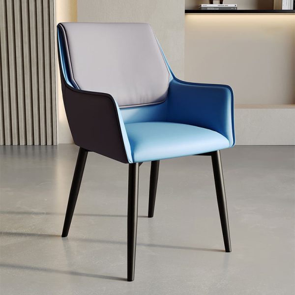 Contemporary Scandinavian Microfiber Leather Carbon Steel Sponge Square Dining Chair Backrest Armrest For Dining Room - Image 9