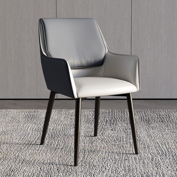 Contemporary Scandinavian Microfiber Leather Carbon Steel Sponge Square Dining Chair Backrest Armrest For Dining Room - Image 11