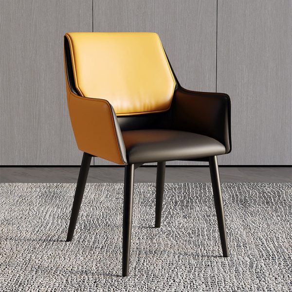 Contemporary Scandinavian Microfiber Leather Carbon Steel Sponge Square Dining Chair Backrest Armrest For Dining Room - Image 12