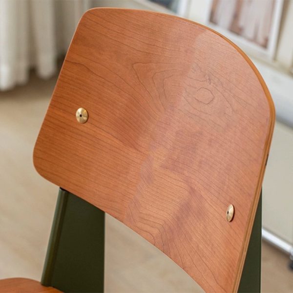 Traditional Vintage Rectangular Wood Chair Backrest Armless For Living Room - Image 6