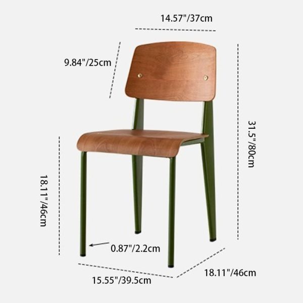 Traditional Vintage Rectangular Wood Chair Backrest Armless For Living Room - Image 4