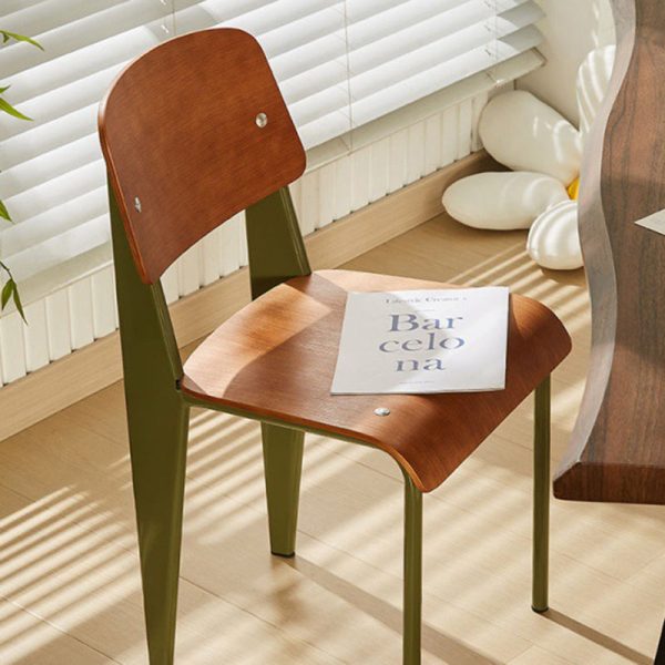 Traditional Vintage Rectangular Wood Chair Backrest Armless For Living Room - Image 14