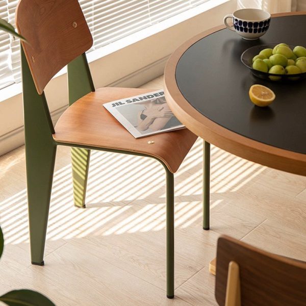 Traditional Vintage Rectangular Wood Chair Backrest Armless For Living Room - Image 10