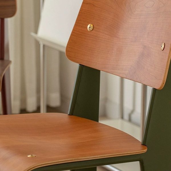 Traditional Vintage Rectangular Wood Chair Backrest Armless For Living Room - Image 5