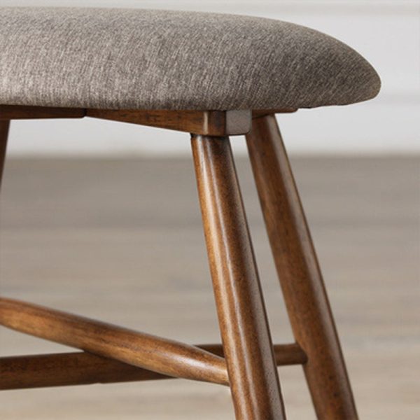 Contemporary Scandinavian Round Fabric Wood Footstool Backless Armless For Living Room - Image 8
