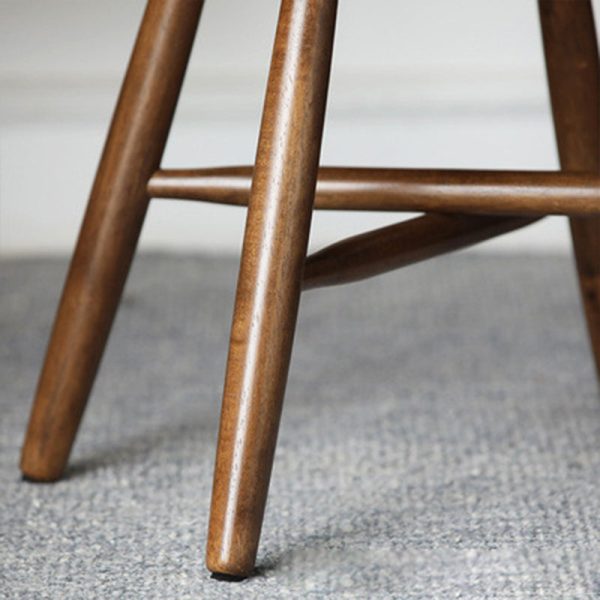 Contemporary Scandinavian Round Fabric Wood Footstool Backless Armless For Living Room - Image 9
