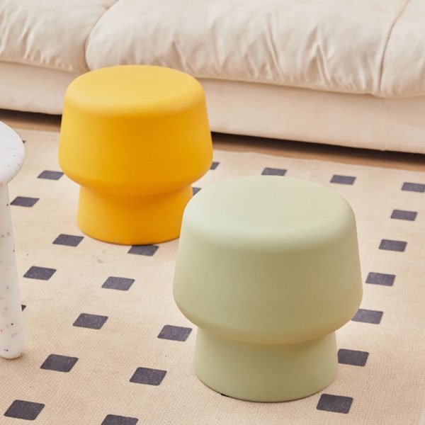 Contemporary Nordic Round Plastic Footstool Backless Armless For Living Room - Image 17