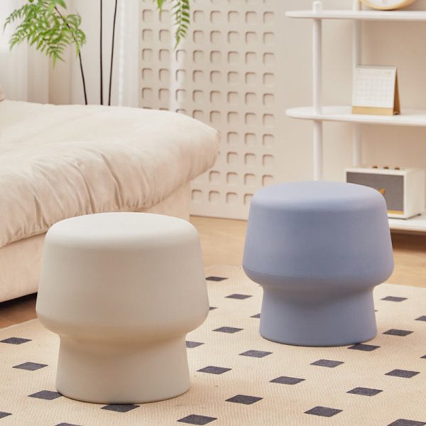 Contemporary Nordic Round Plastic Footstool Backless Armless For Living Room - Image 18
