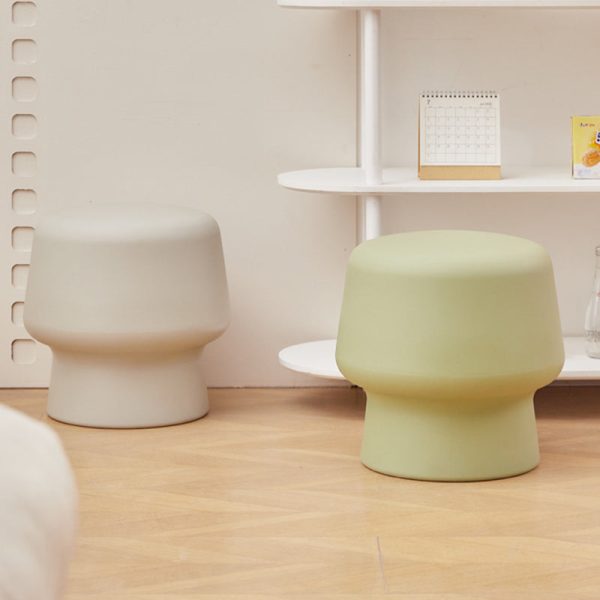 Contemporary Nordic Round Plastic Footstool Backless Armless For Living Room - Image 19