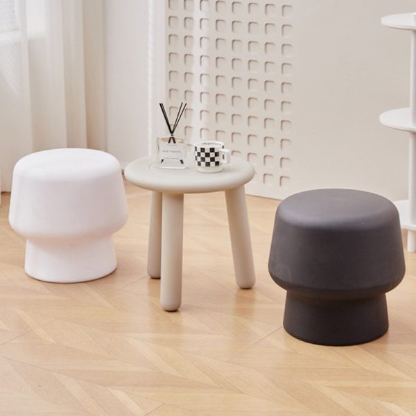 Contemporary Nordic Round Plastic Footstool Backless Armless For Living Room - Image 3