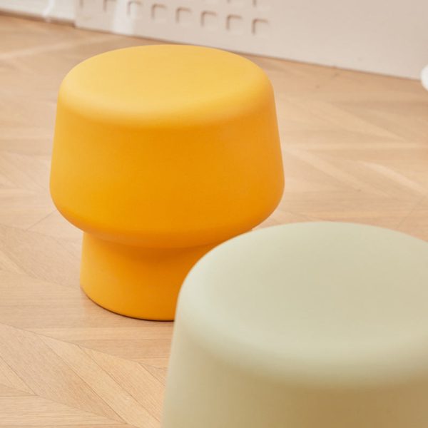Contemporary Nordic Round Plastic Footstool Backless Armless For Living Room - Image 20
