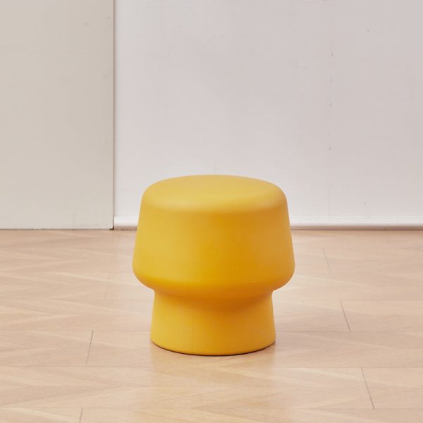 Contemporary Nordic Round Plastic Footstool Backless Armless For Living Room - Image 16