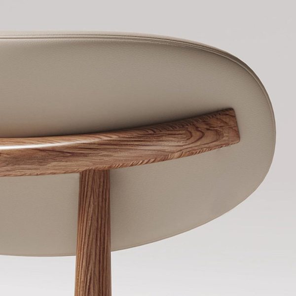 Contemporary Creative Oval Wood Fabric Leather Chair Backrest Armless For Living Room - Image 6