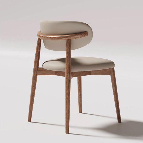 Contemporary Creative Oval Wood Fabric Leather Chair Backrest Armless For Living Room - Image 9