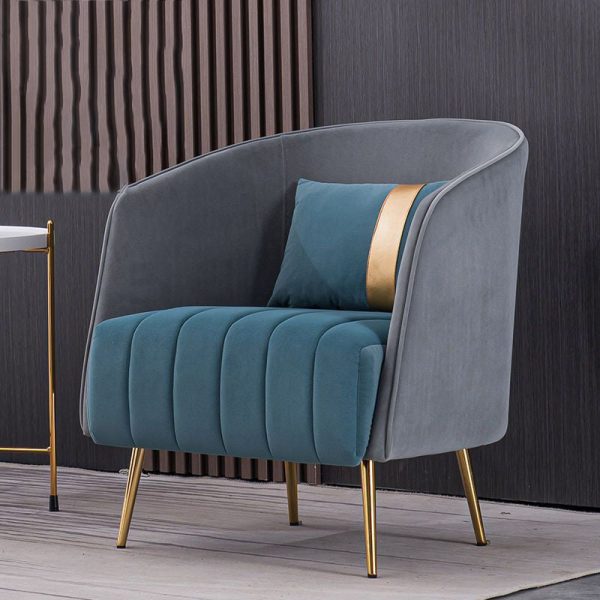 Modern Transitional Oval Iron Fabric Chair Backrest Armrest For Living Room - Image 12