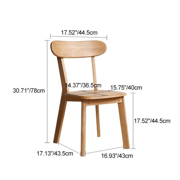 Traditional Japanese Oval Wood Chair Backrest Armless For Living Room - Image 4