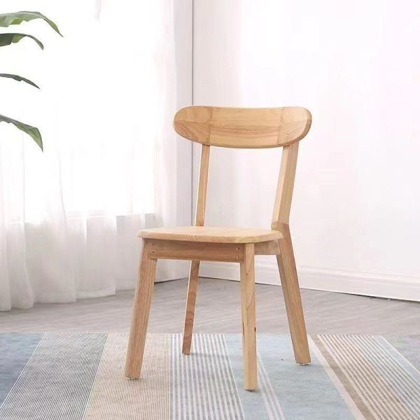 Traditional Japanese Oval Wood Chair Backrest Armless For Living Room - Image 3