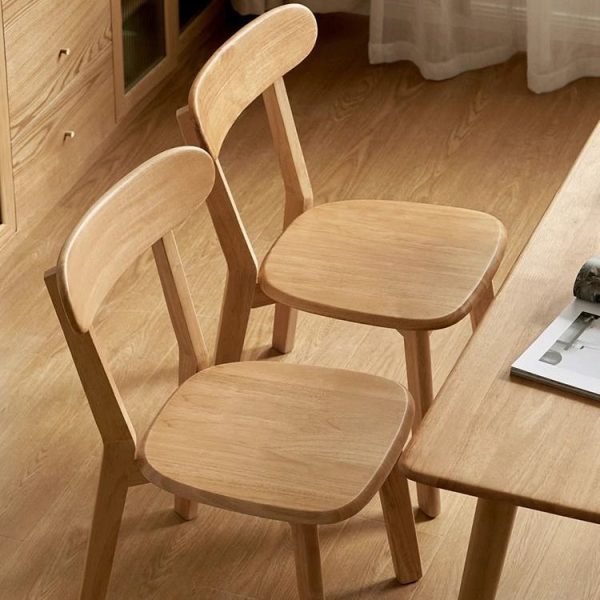Traditional Japanese Oval Wood Chair Backrest Armless For Living Room - Image 5