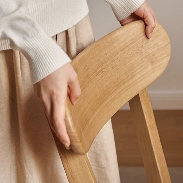 Traditional Japanese Oval Wood Chair Backrest Armless For Living Room - Image 6