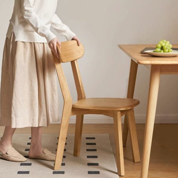 Traditional Japanese Oval Wood Chair Backrest Armless For Living Room - Image 7