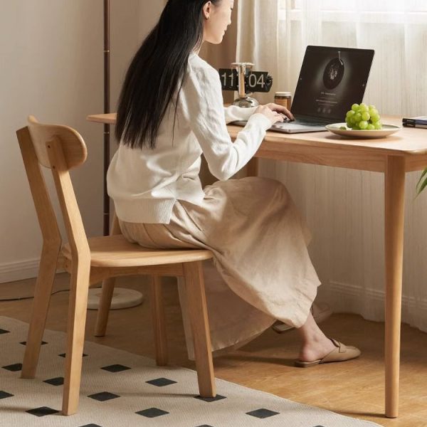 Traditional Japanese Oval Wood Chair Backrest Armless For Living Room - Image 8