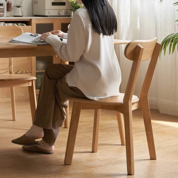 Traditional Japanese Oval Wood Chair Backrest Armless For Living Room - Image 10