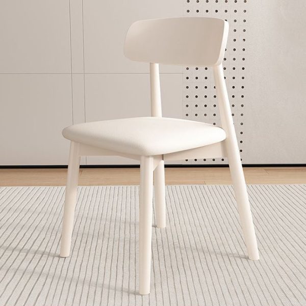Contemporary Nordic Rectangular Wood Leather Backrest Armless For Living Room