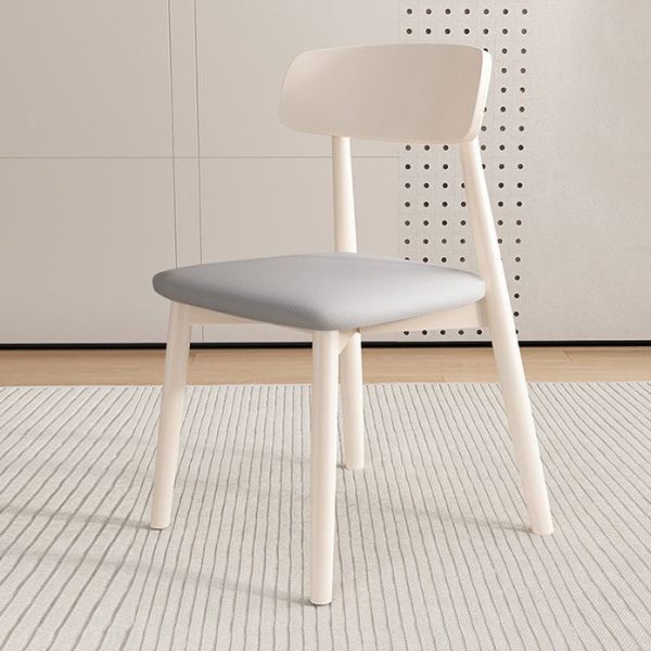 Contemporary Nordic Rectangular Wood Leather Backrest Armless For Living Room - Image 2