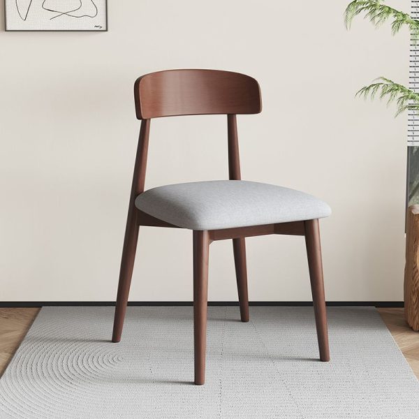 Contemporary Nordic Rectangular Wood Leather Backrest Armless For Living Room - Image 6