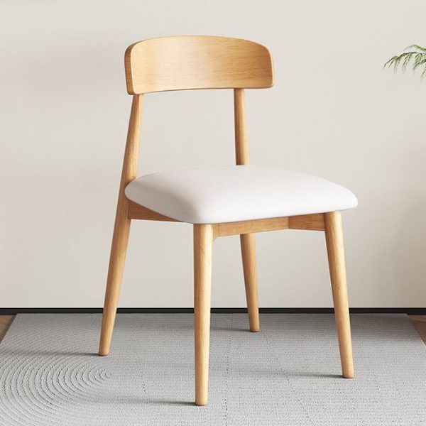 Contemporary Nordic Rectangular Wood Leather Backrest Armless For Living Room - Image 7