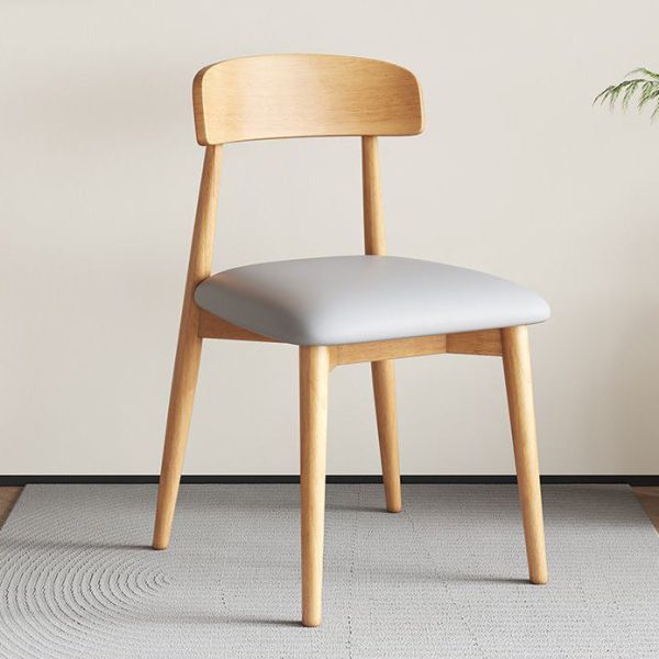 Contemporary Nordic Rectangular Wood Leather Backrest Armless For Living Room - Image 8