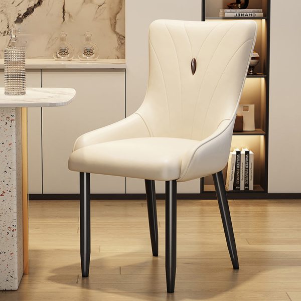 Contemporary Nordic Square Leather Upholstered Carbon Steel Legs Dining Chair Backrest For Dining Room - Image 12