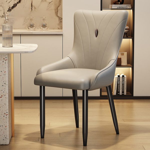 Contemporary Nordic Square Leather Upholstered Carbon Steel Legs Dining Chair Backrest For Dining Room - Image 13