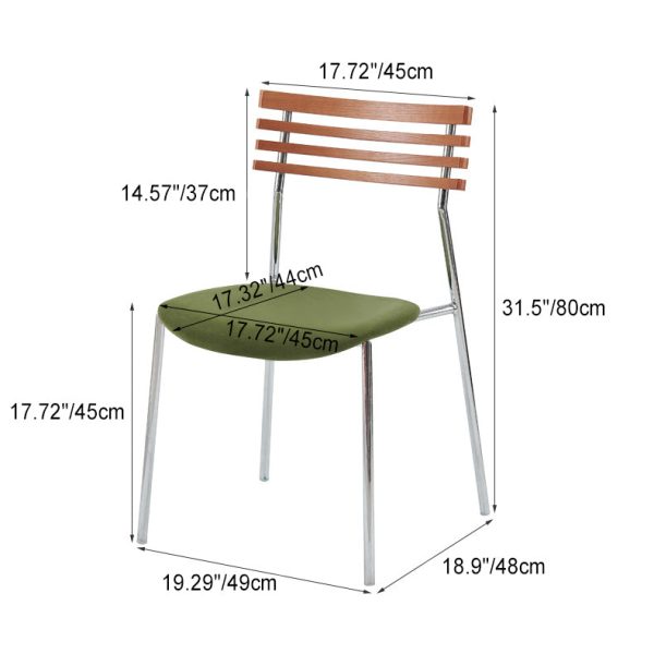 Modern Minimalist Ladderback Flannel Iron Wood Upholstered Dining Chair Backrest For Dining Room - Image 4