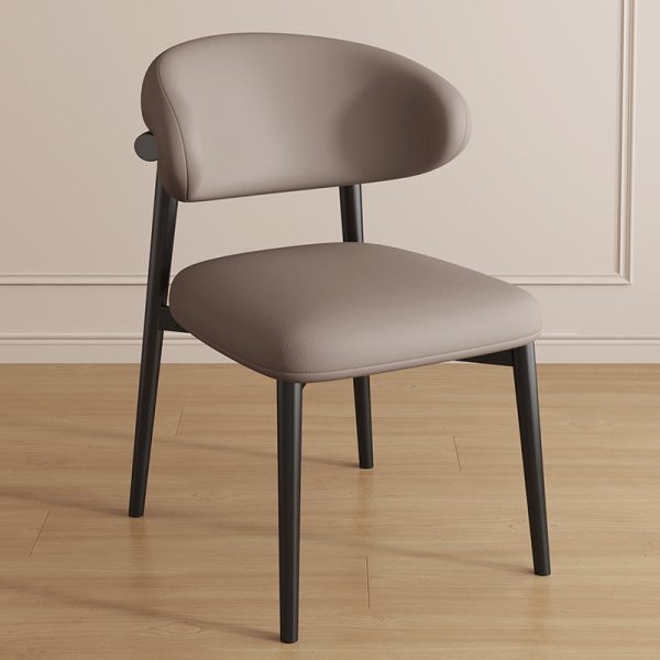 Contemporary Luxury Curved PU Leather Upholstered Carbon Steel Dining Chair Backrest For Dining Room - Image 25