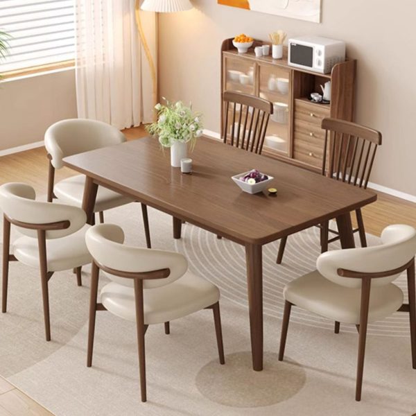 Contemporary Luxury Curved PU Leather Upholstered Carbon Steel Dining Chair Backrest For Dining Room - Image 3