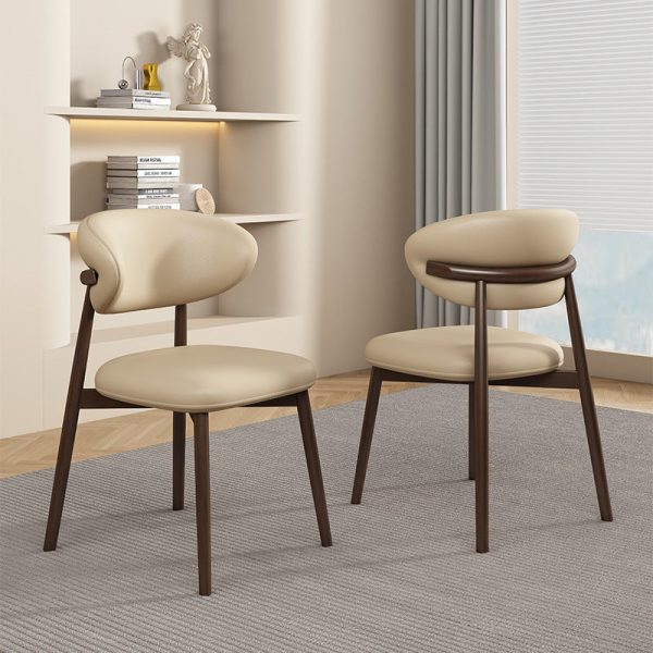Contemporary Luxury Curved PU Leather Upholstered Carbon Steel Dining Chair Backrest For Dining Room - Image 2