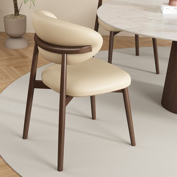 Contemporary Luxury Curved PU Leather Upholstered Carbon Steel Dining Chair Backrest For Dining Room - Image 5