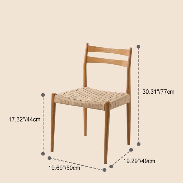 Traditional Vintage Square Wood Cowhide Rope Dining Chair Backrest For Dining Room - Image 4